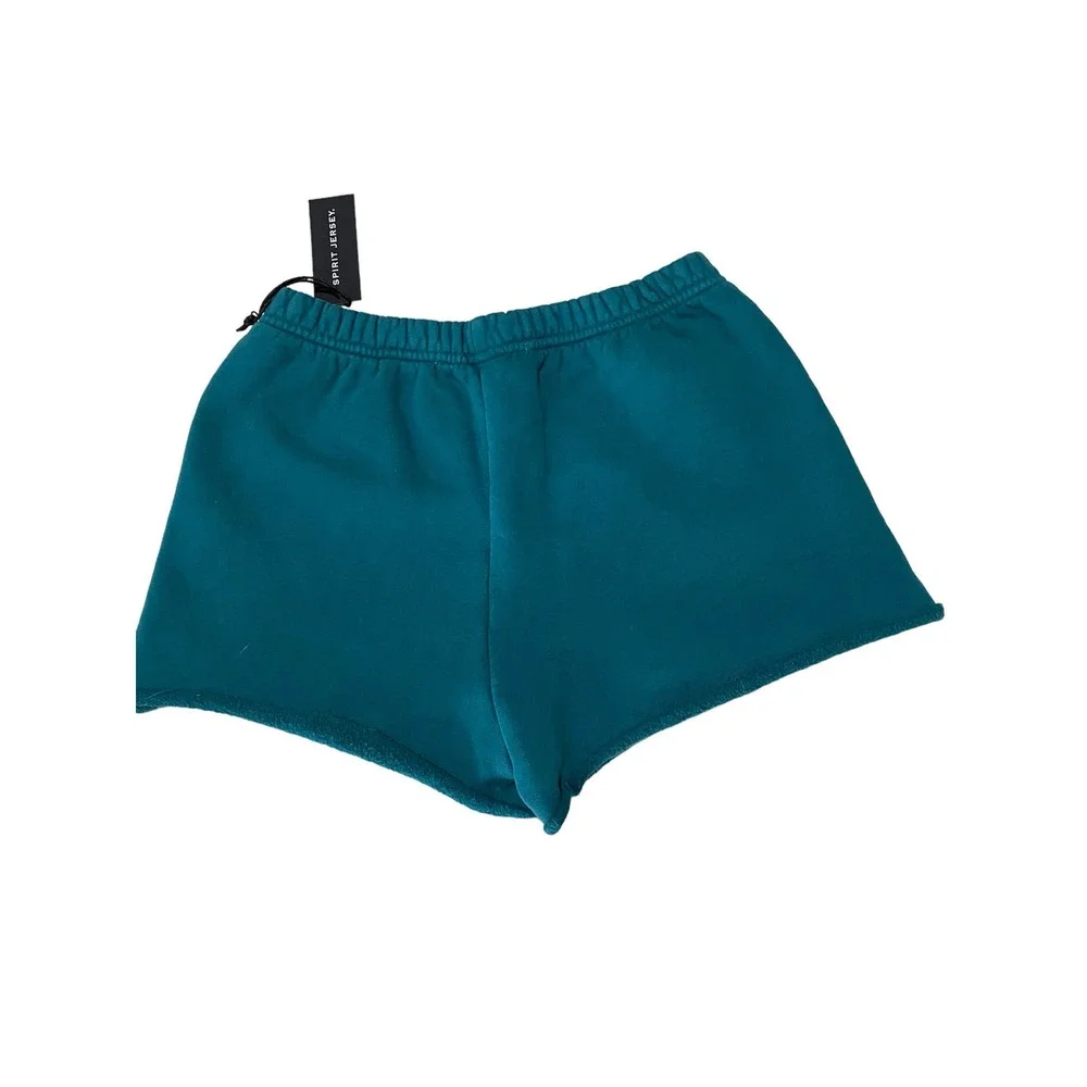 Spirit Jersey NWT Women's Teal Lounge Shorts Neon Graphic Raw Hem Pull On Small